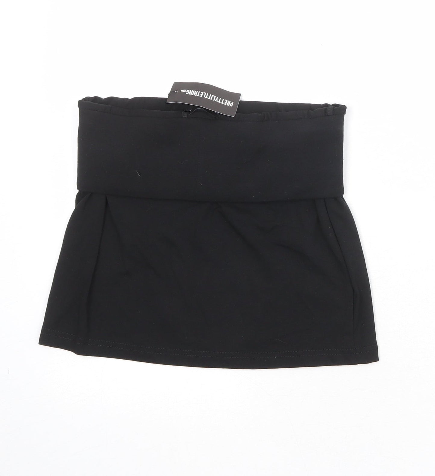 PRETTYLITTLETHING Womens Black Polyester Mini Skirt Size 8