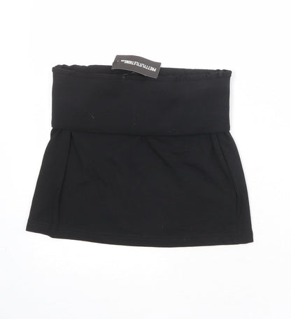 PRETTYLITTLETHING Womens Black Polyester Mini Skirt Size 8