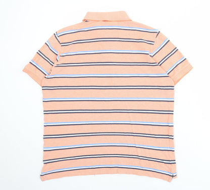 Brook Taverner Mens Pink Striped 100% Cotton Polo Size M Collared Button