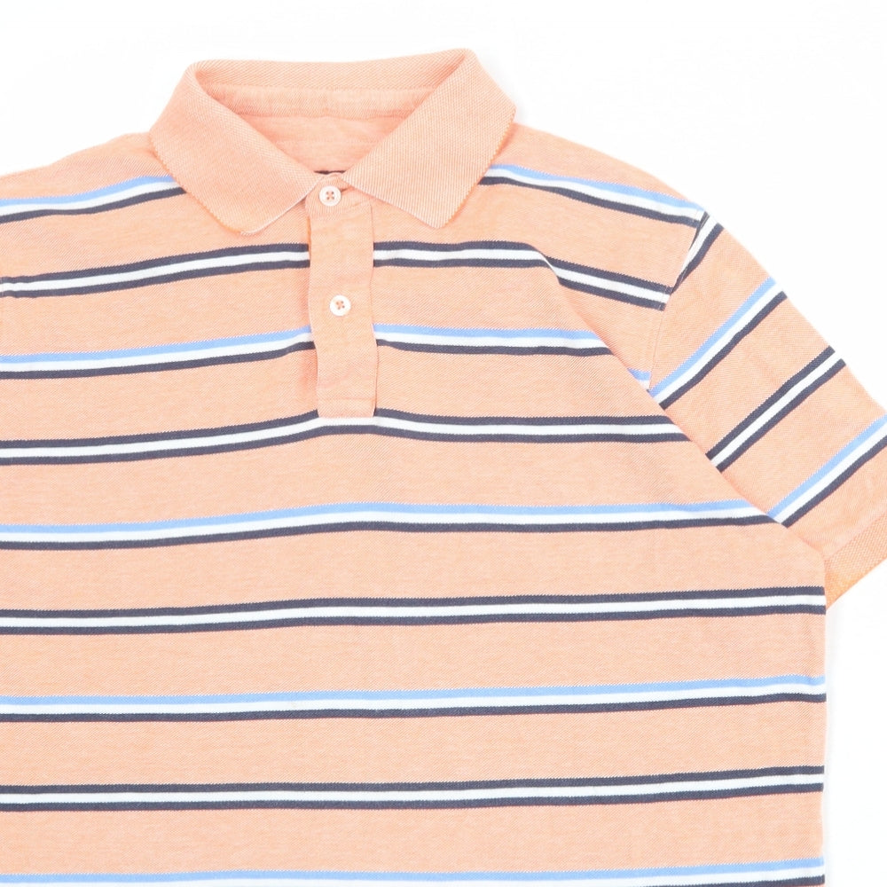 Brook Taverner Mens Pink Striped 100% Cotton Polo Size M Collared Button