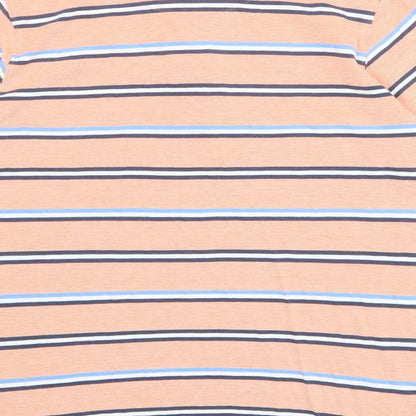 Brook Taverner Mens Pink Striped 100% Cotton Polo Size M Collared Button