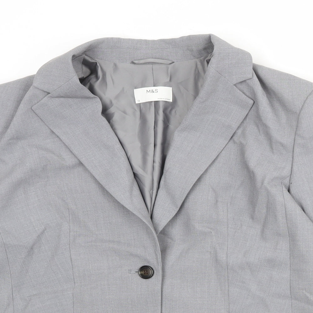 Womens UK Size 12 Marks and Spencer Regular Grey Suit Jacket