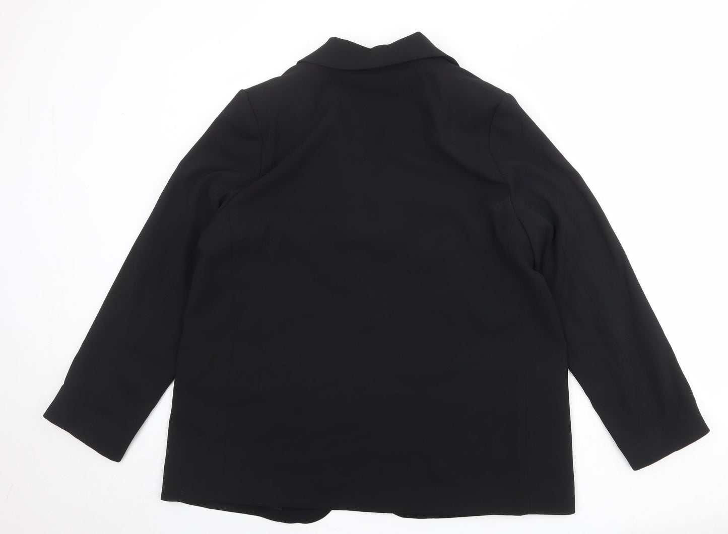 Marks and Spencer Womens Black Herringbone Polyester Jacket Blazer Size 14