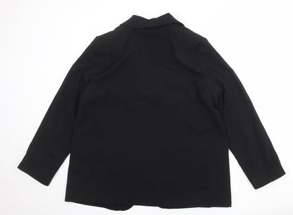 Marks and Spencer Womens Black Herringbone Polyester Jacket Blazer Size 14