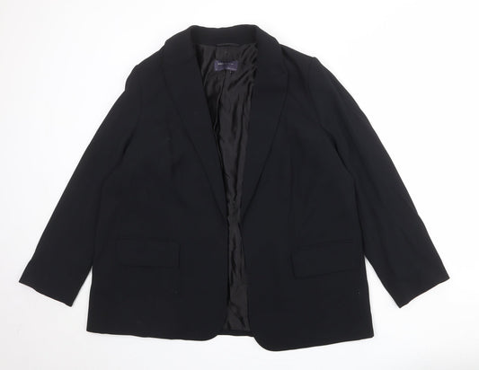 Marks and Spencer Womens Black Polyester Jacket Blazer Size 16 - Open Style