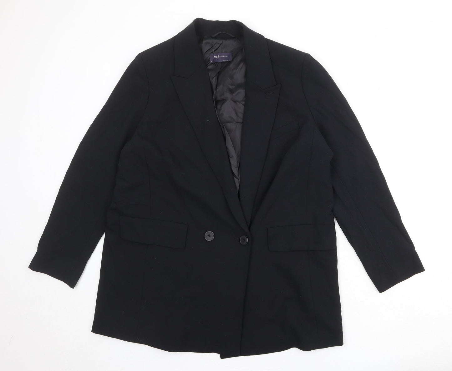 Marks and Spencer Womens Black Polyester Jacket Suit Jacket Size 16