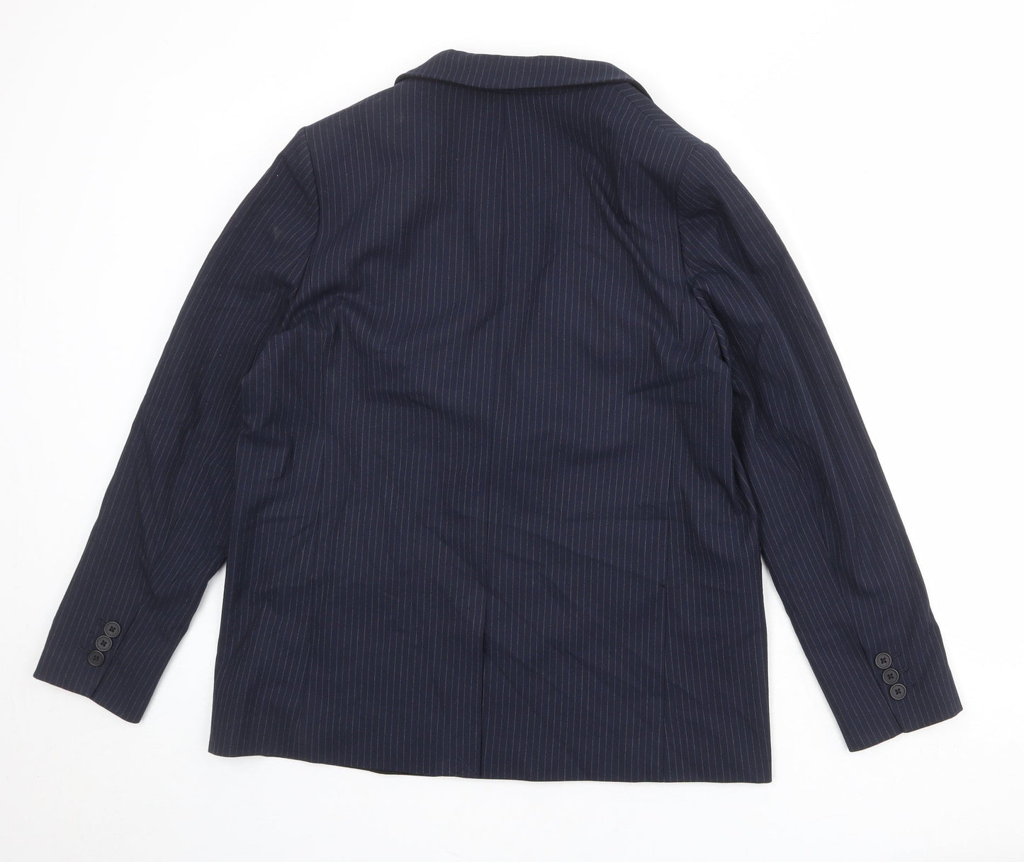 Marks and Spencer Womens Blue Pinstripe Polyester Jacket Suit Jacket Size 14