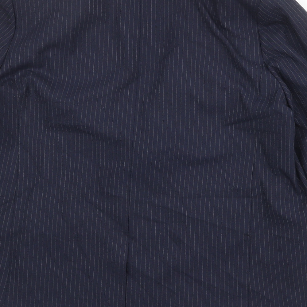 Marks and Spencer Womens Blue Pinstripe Polyester Jacket Suit Jacket Size 14