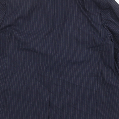 Marks and Spencer Womens Blue Pinstripe Polyester Jacket Suit Jacket Size 14