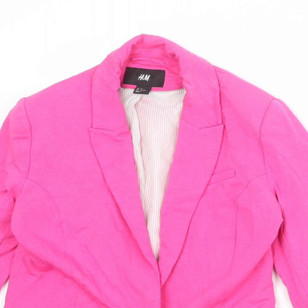 H&M Womens Pink Viscose Jacket Suit Jacket Size 12
