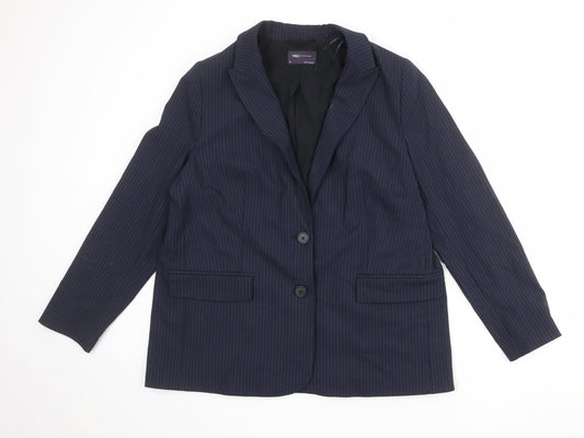 Marks and Spencer Womens Blue Polyester Jacket Suit Jacket Size 16