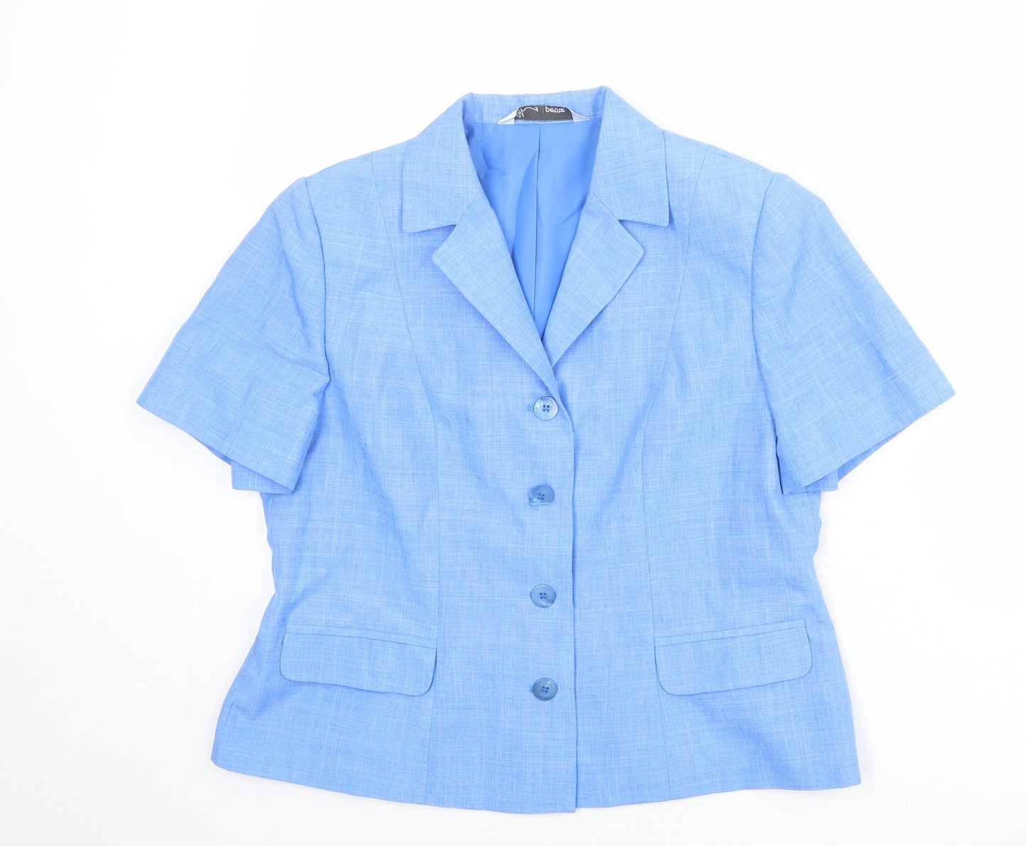 BHS Womens Blue Polyester Jacket Suit Top Size 16