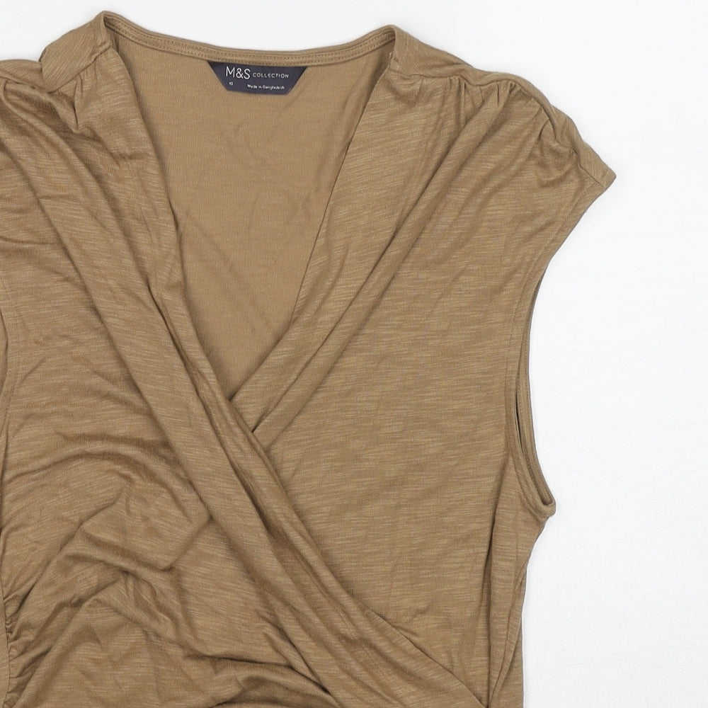 Womens UK Size 10 Marks and Spencer Brown Basic Blouse