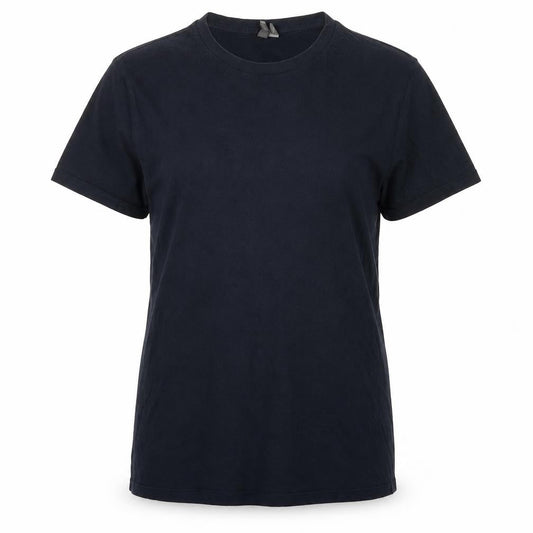 Front view of ASOS women’s blue cotton basic t-shirt, size L, crew neck
