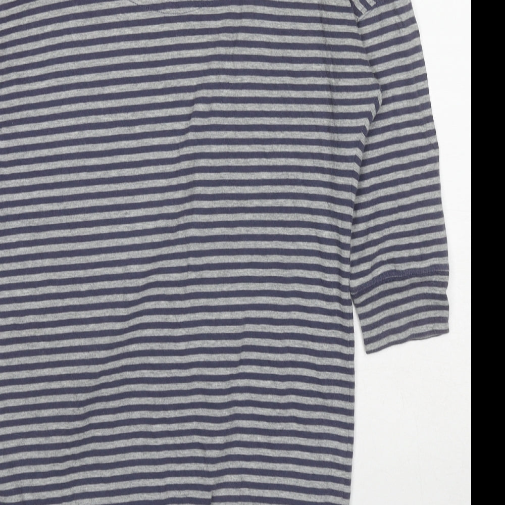 Jack Wills Womens Grey V-Neck Striped Cotton Cardigan Jumper Size 8