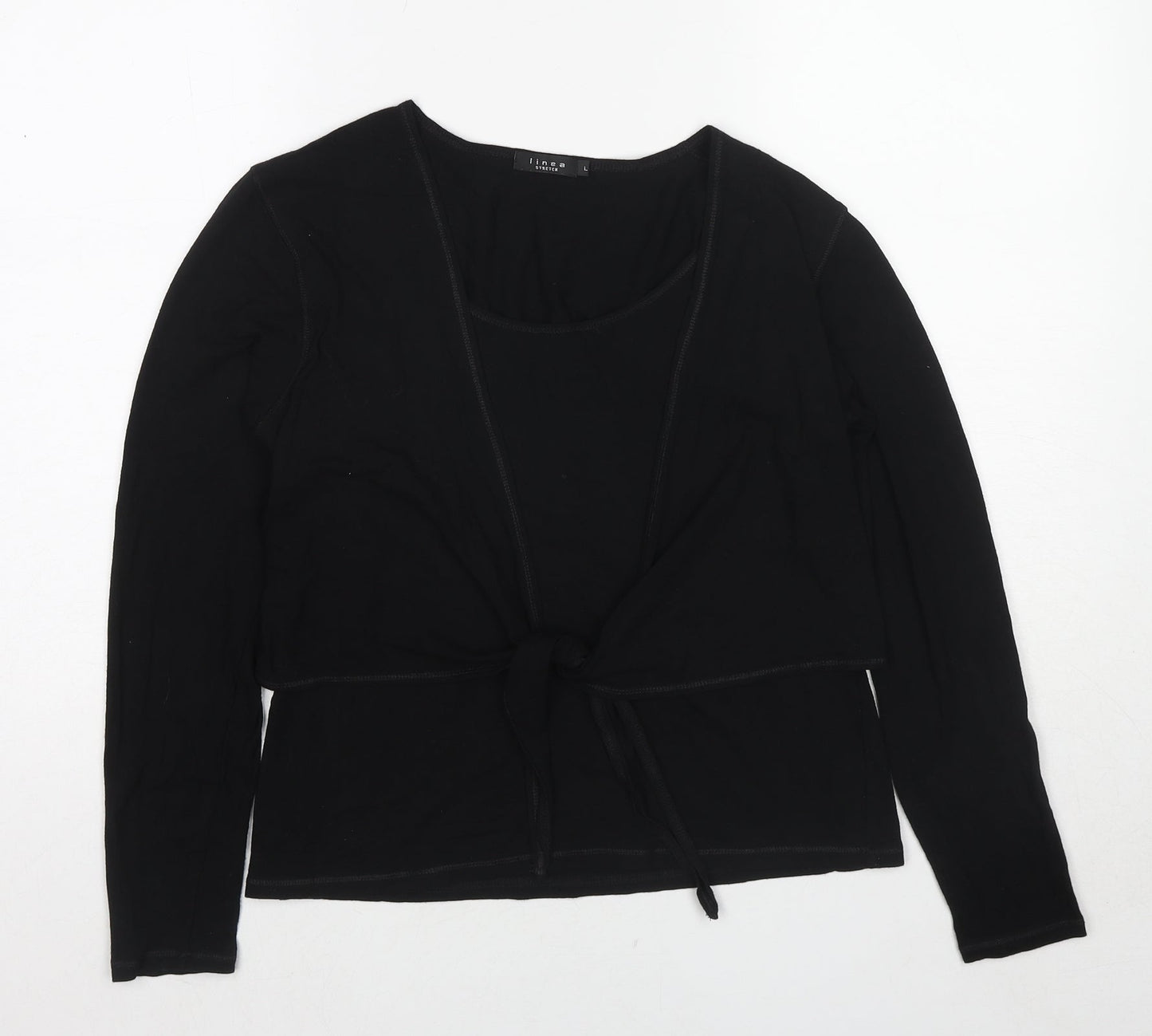 Womens UK Size L Linea Black Basic Blouse