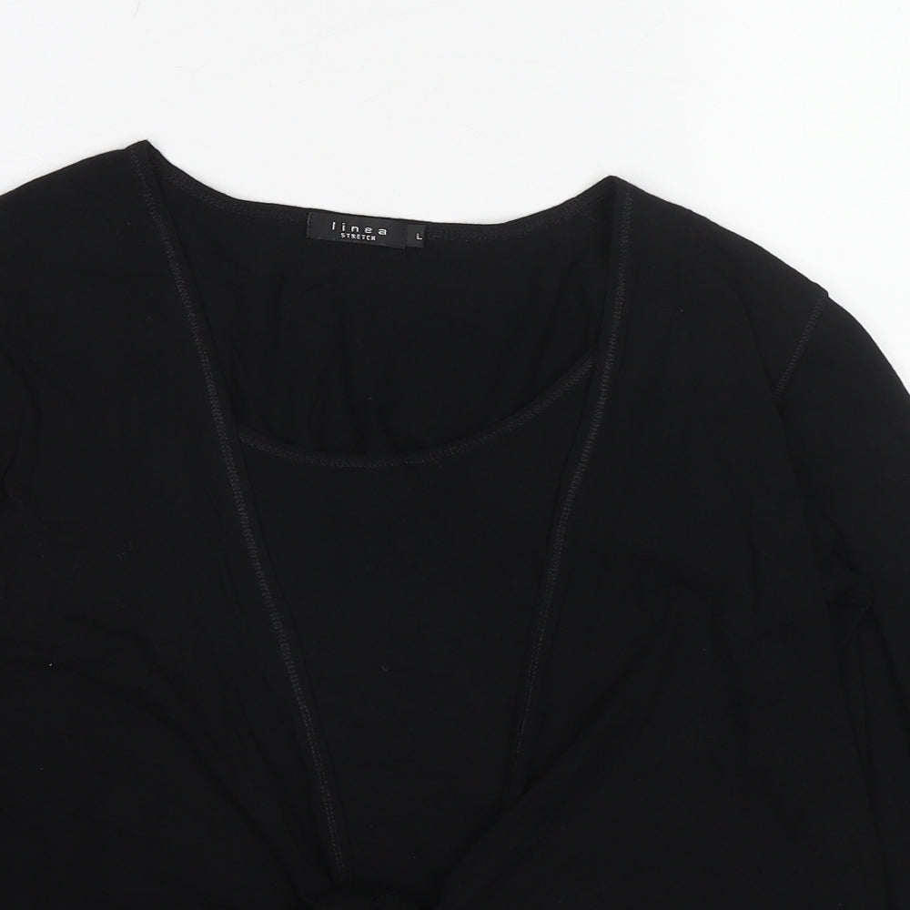 Womens UK Size L Linea Black Basic Blouse