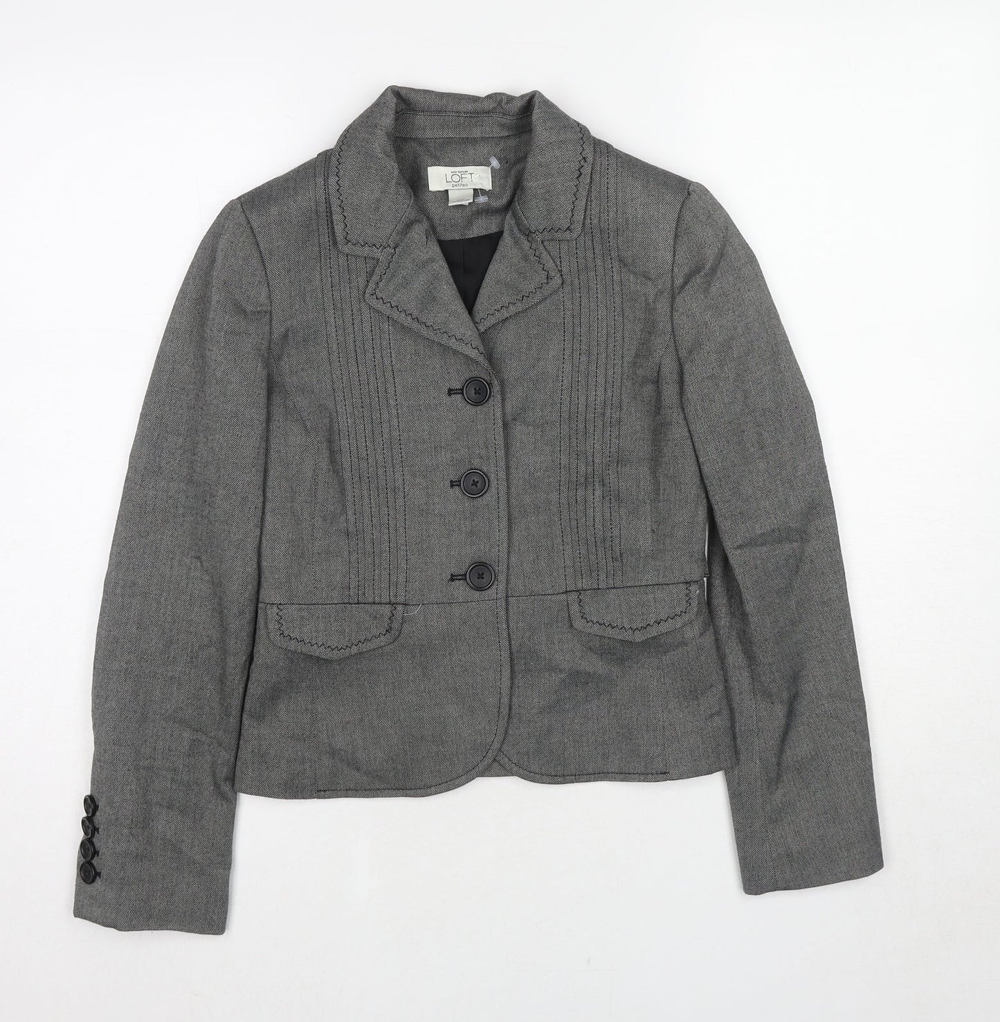 Ann Taylor Womens Grey Polyester Jacket Blazer Size XS