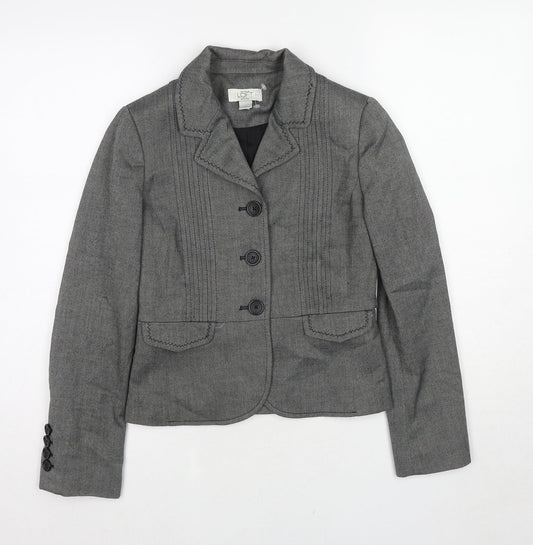 Ann Taylor Womens Grey Polyester Jacket Blazer Size XS