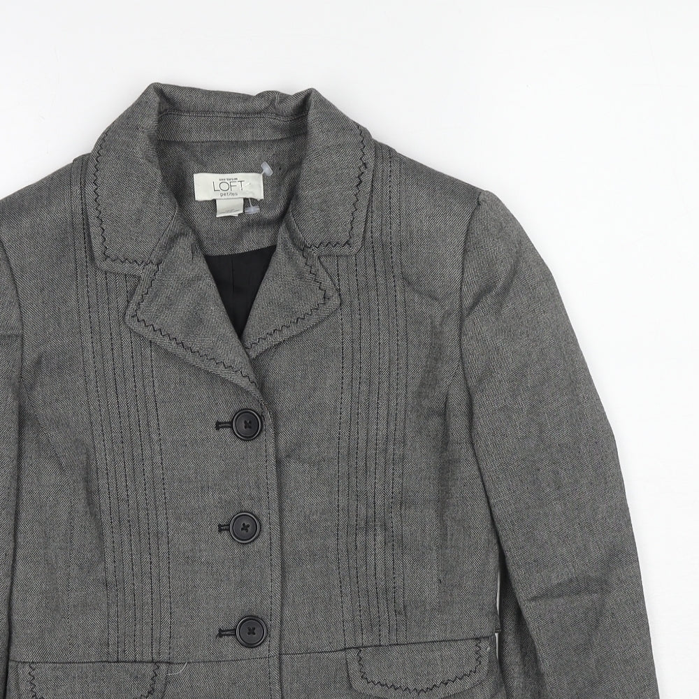 Ann Taylor Womens Grey Polyester Jacket Blazer Size XS