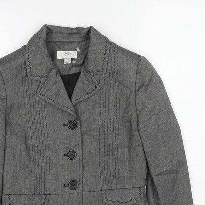 Ann Taylor Womens Grey Polyester Jacket Blazer Size XS