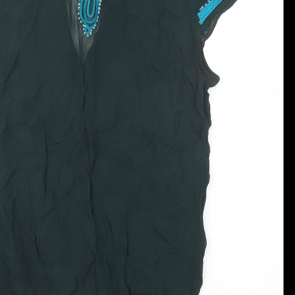 Womens UK Size 8 Topshop Green Basic Blouse
