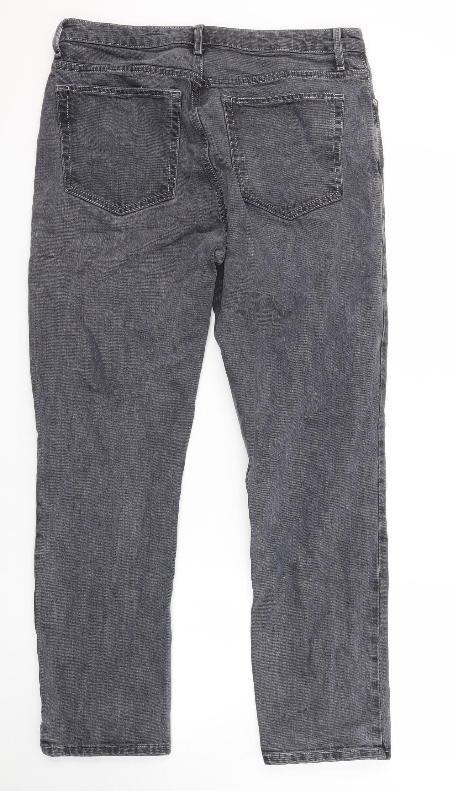 Topshop Womens Grey Cotton Straight Jeans Size 34 in L32 in Regular Zip