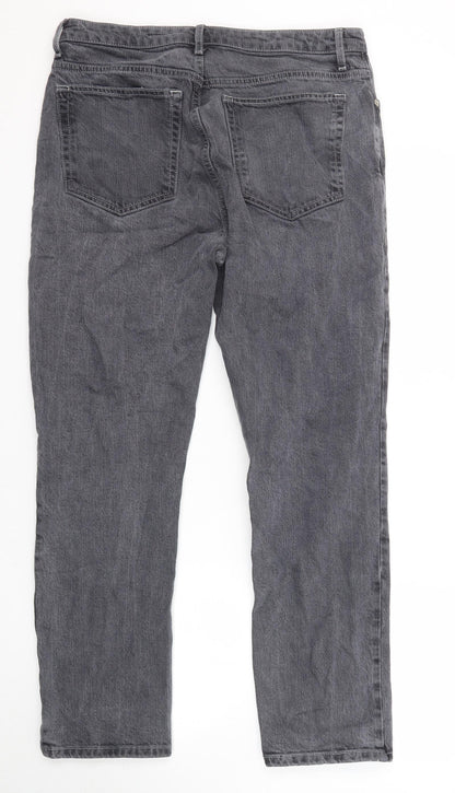 Topshop Womens Grey Cotton Straight Jeans Size 34 in L32 in Regular Zip