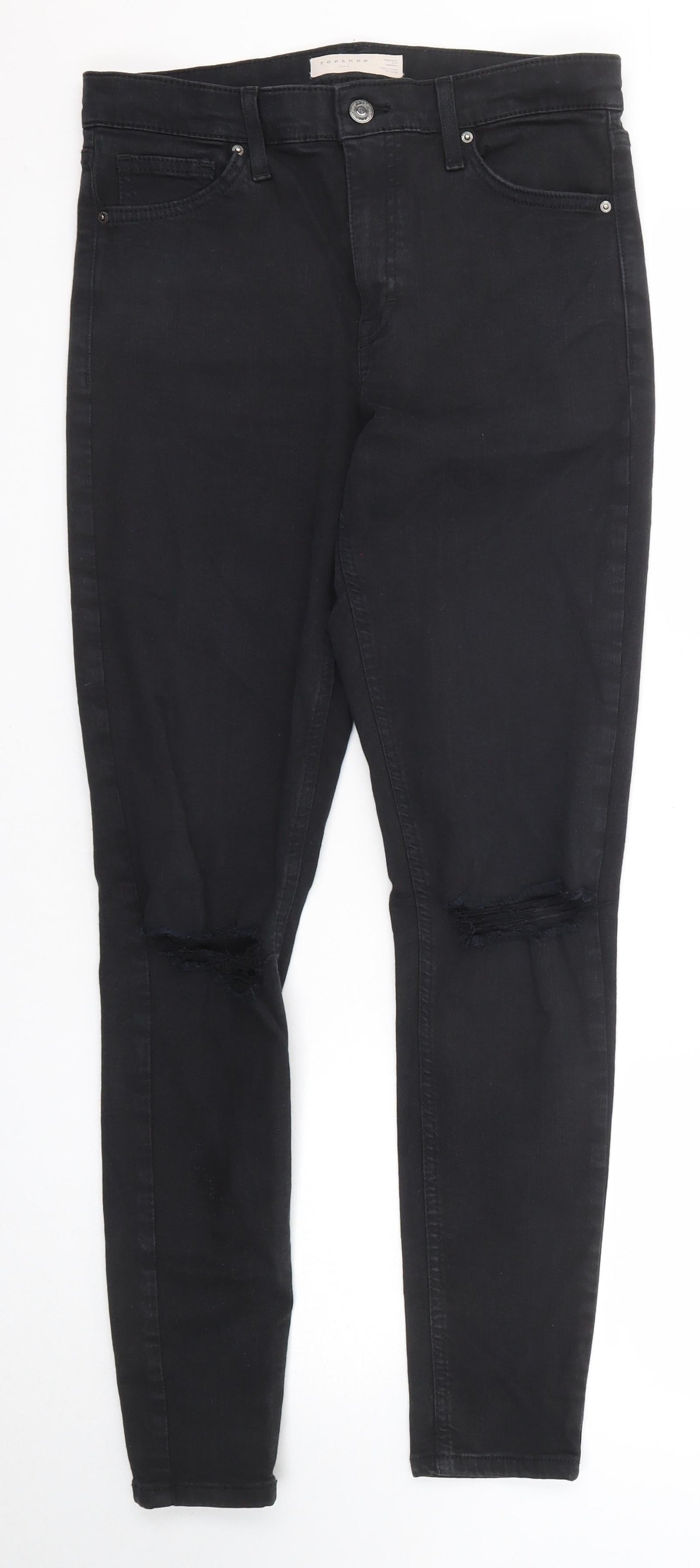 Topshop Womens Black Cotton Skinny Jeans Size 30 in L34 in Regular Zip