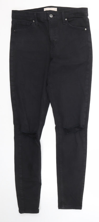Topshop Womens Black Cotton Skinny Jeans Size 30 in L34 in Regular Zip