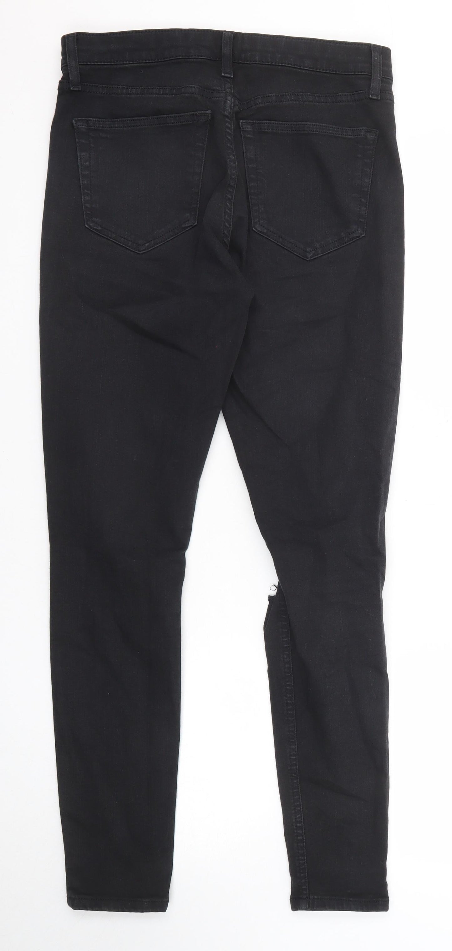 Topshop Womens Black Cotton Skinny Jeans Size 30 in L34 in Regular Zip
