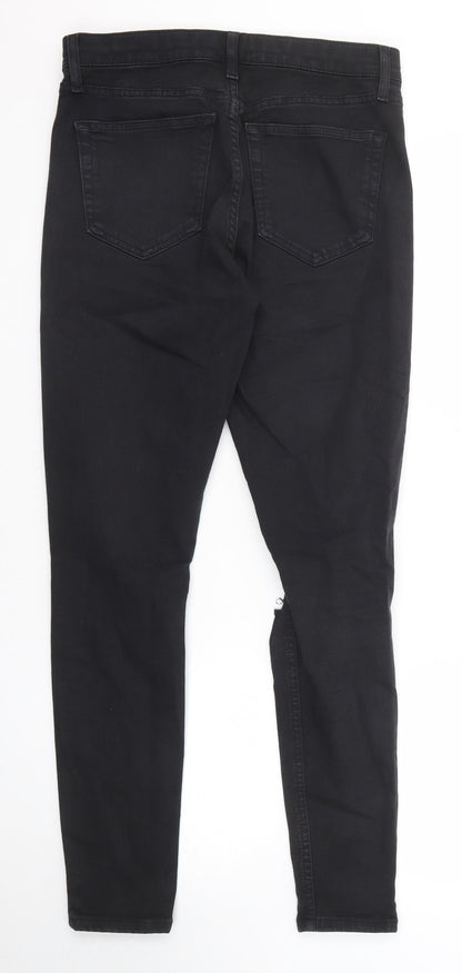 Topshop Womens Black Cotton Skinny Jeans Size 30 in L34 in Regular Zip
