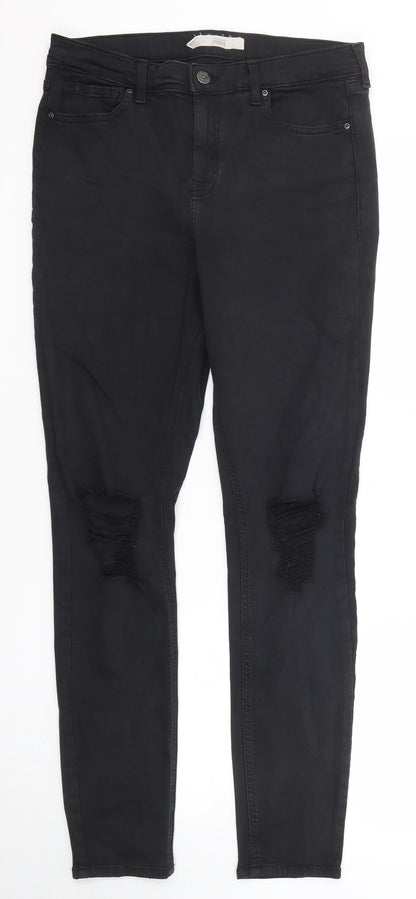 Topshop Womens Black Cotton Skinny Jeans Size 30 in L34 in Regular Zip