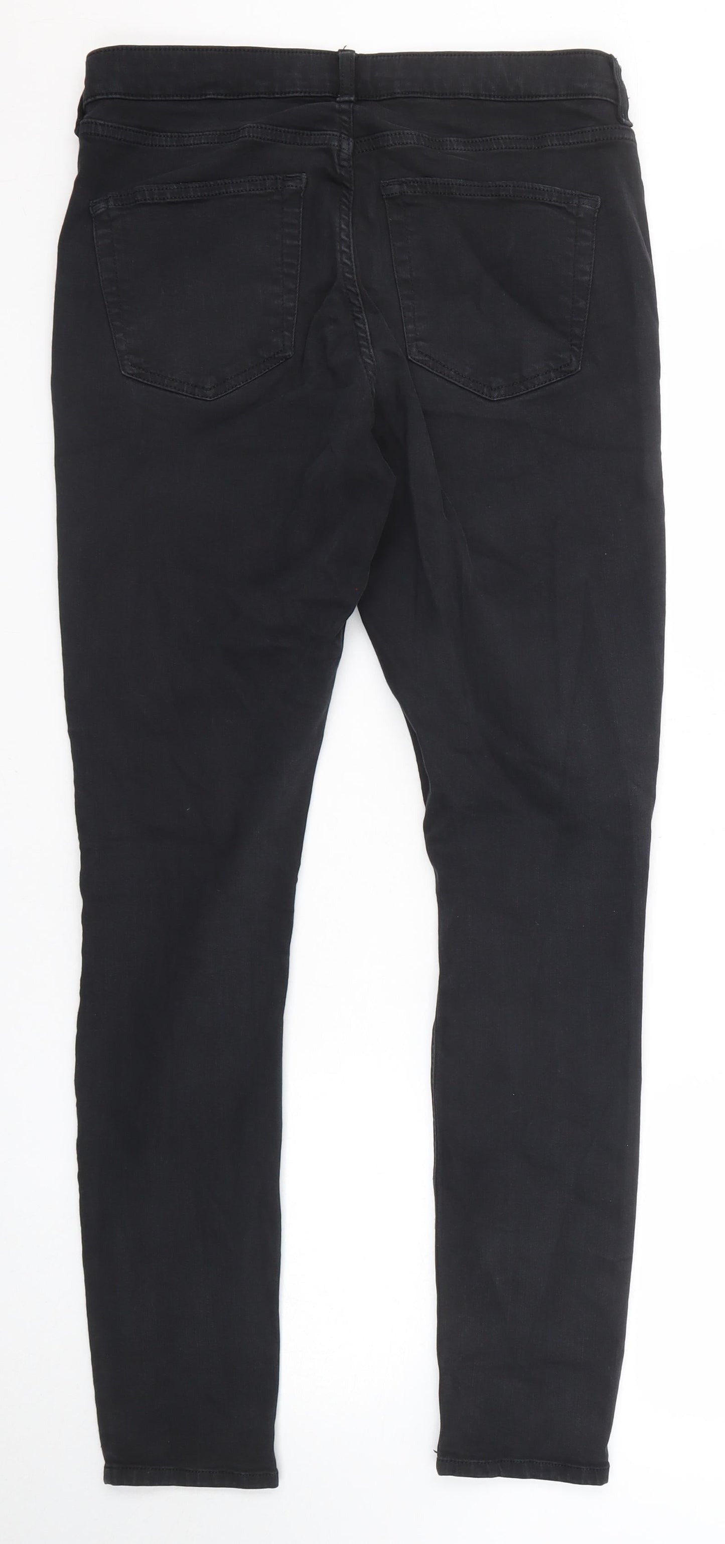 Topshop Womens Black Cotton Skinny Jeans Size 30 in L34 in Regular Zip