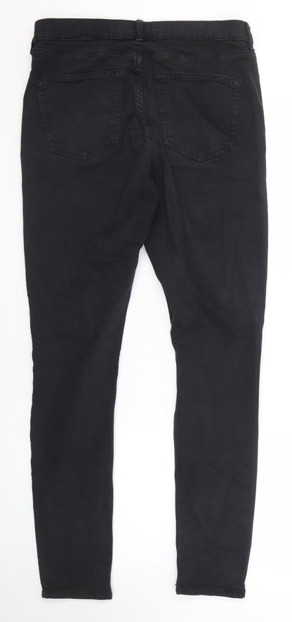 Topshop Womens Black Cotton Skinny Jeans Size 30 in L34 in Regular Zip