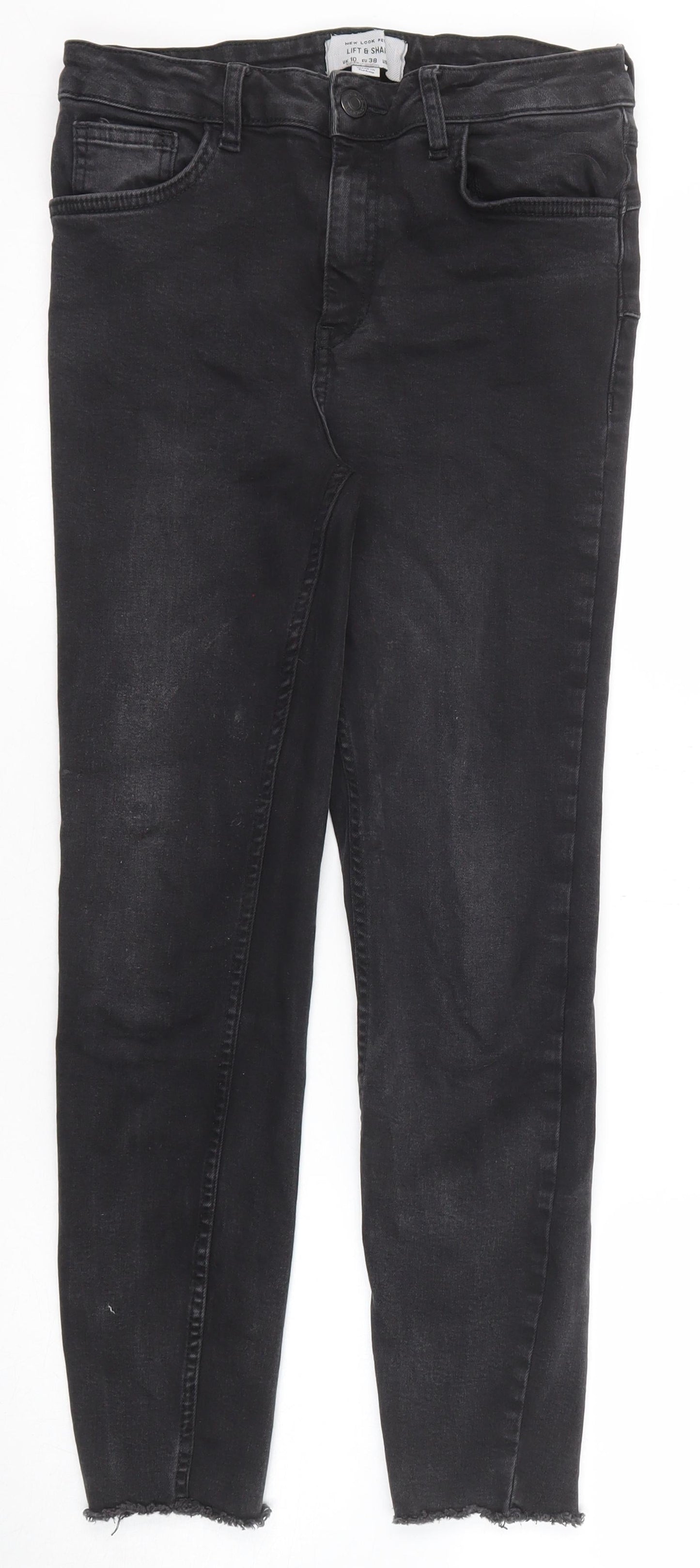 New Look Womens Black Cotton Skinny Jeans Size 10 Regular Zip - Lift & Shape