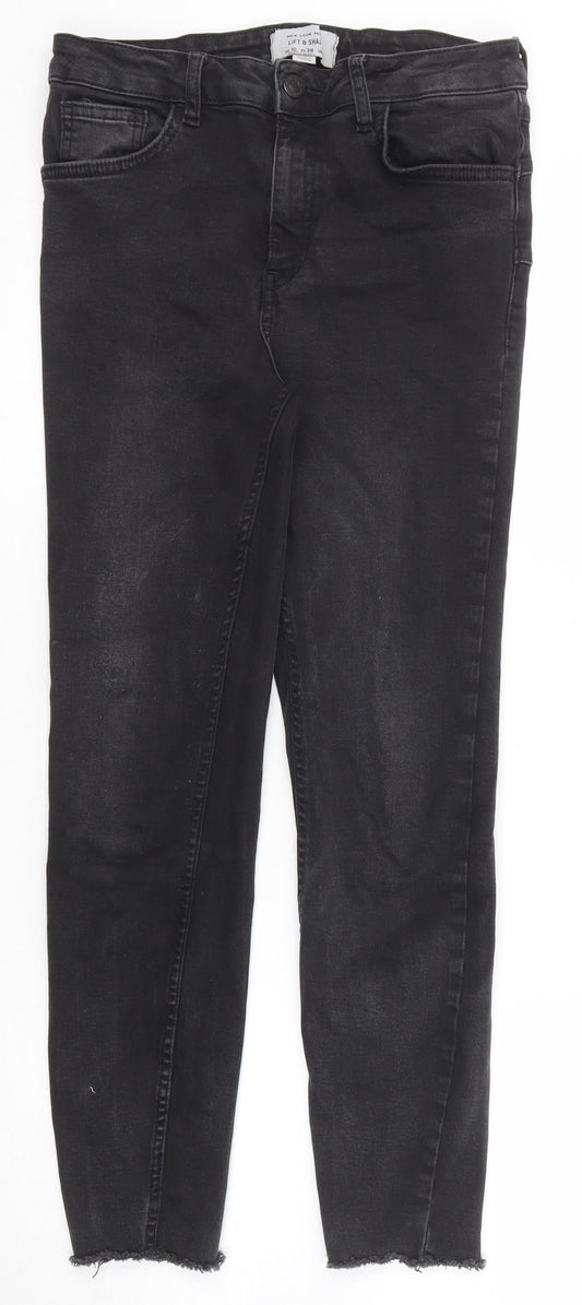 New Look Womens Black Cotton Skinny Jeans Size 10 Regular Zip - Lift & Shape