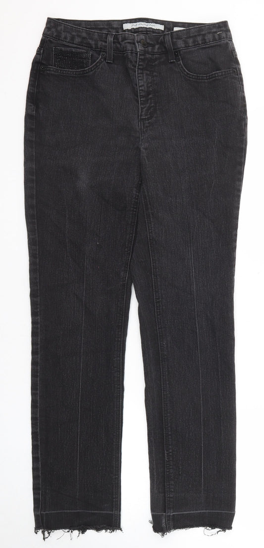 Womens UK Size 10 Jones New York Regular Fit Straight Black Jeans