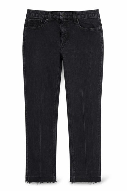 Womens UK Size 10 Jones New York Regular Fit Straight Black Jeans