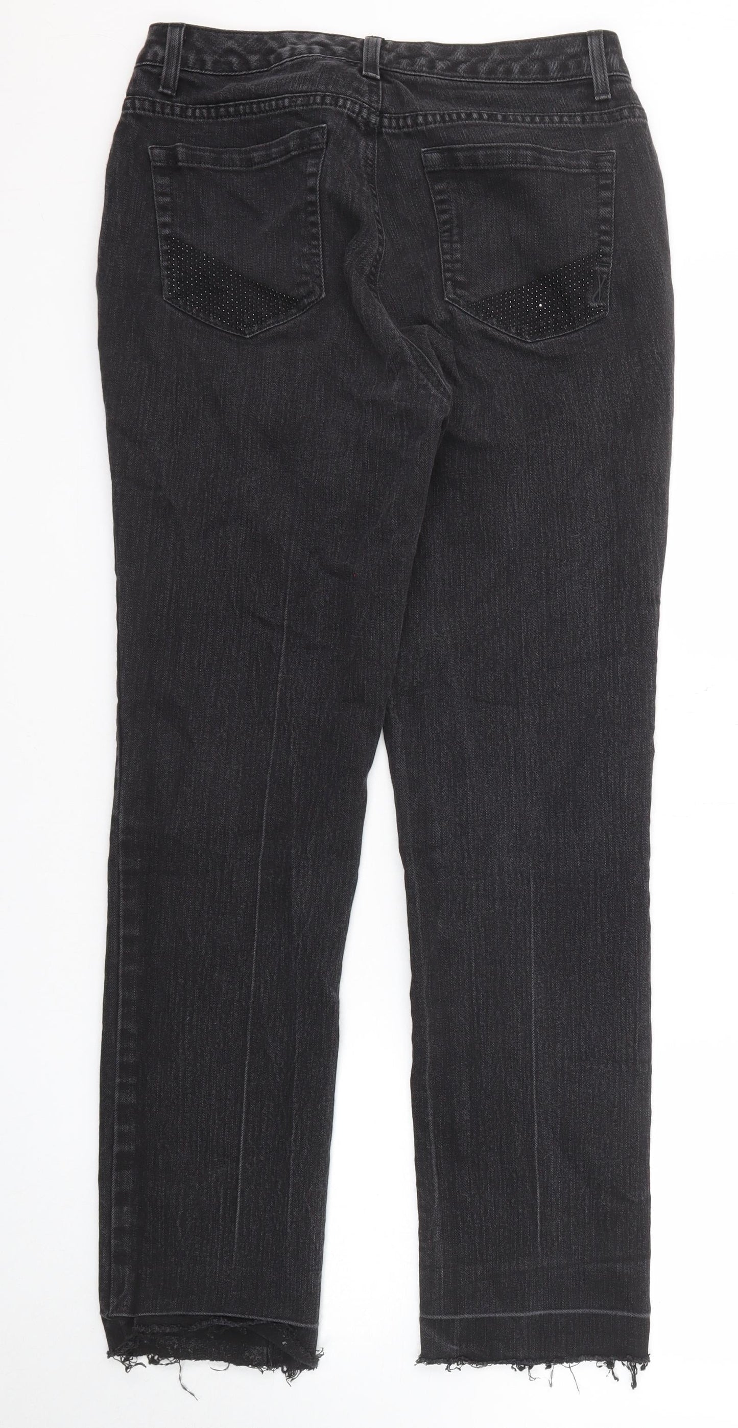 Womens UK Size 10 Jones New York Regular Fit Straight Black Jeans