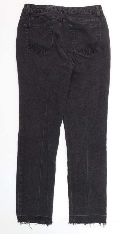 Womens UK Size 10 Jones New York Regular Fit Straight Black Jeans