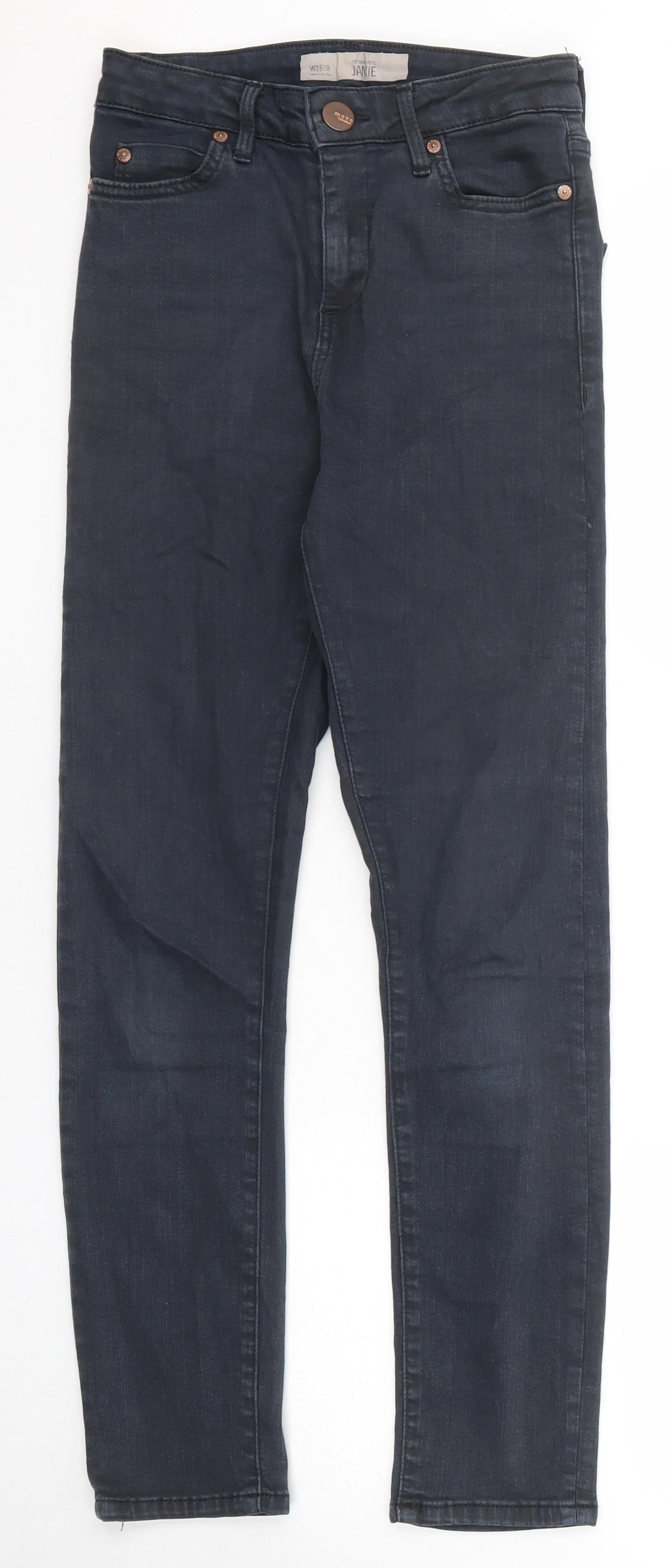 Topshop Womens Blue Cotton Skinny Jeans Size 25 in L30 in Regular Zip