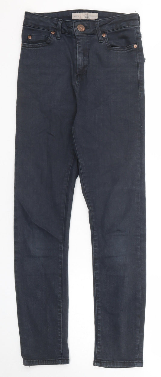 Topshop Womens Blue Cotton Skinny Jeans Size 25 in L30 in Regular Zip