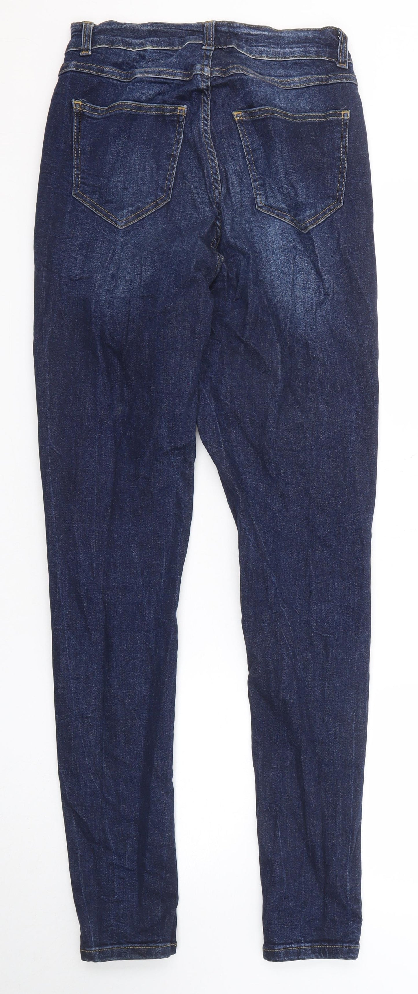 Boohoo Womens Blue Cotton Skinny Jeans Size 12 Regular Zip