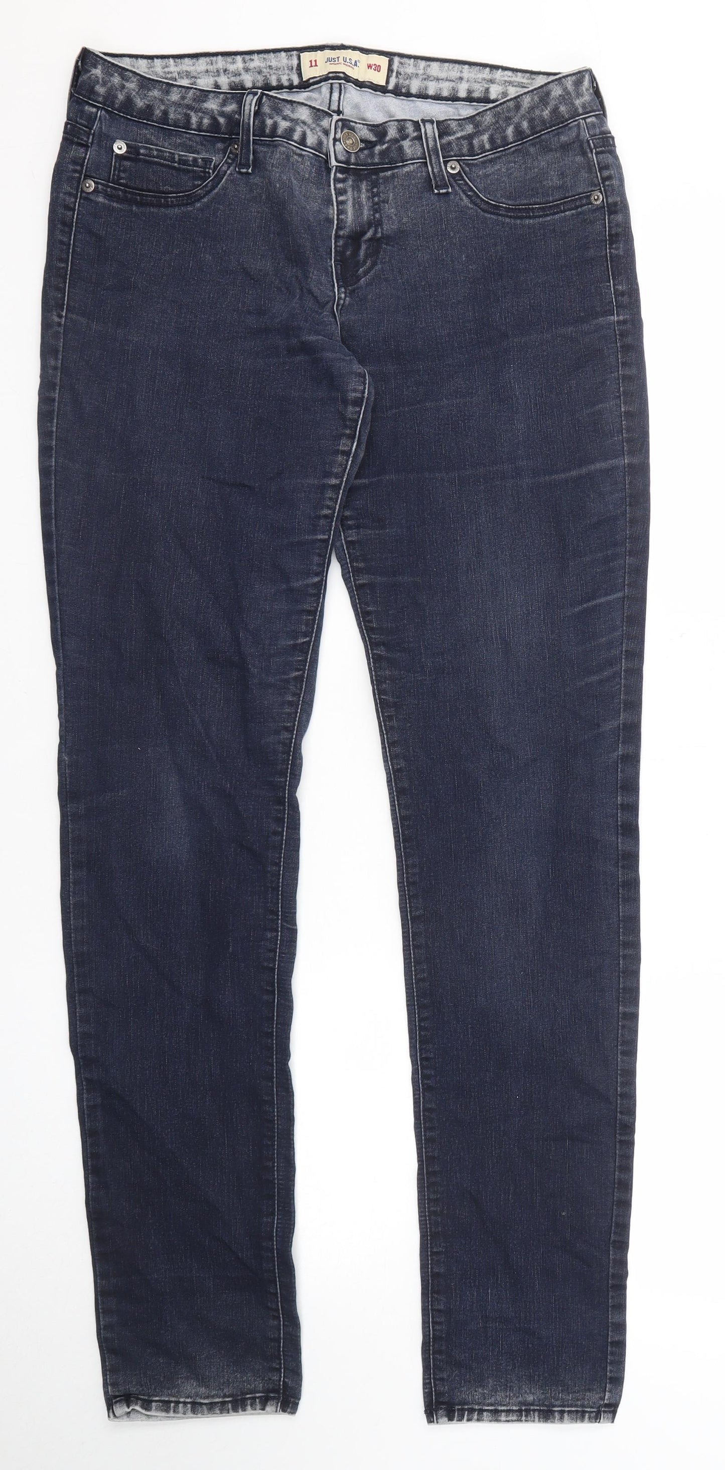 Just USA Womens Blue Cotton Skinny Jeans Size 30 in Regular Zip