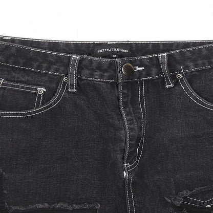 PRETTYLITTLETHING Womens Black Cotton Mini Skirt Size 10 Zip - Distressed look