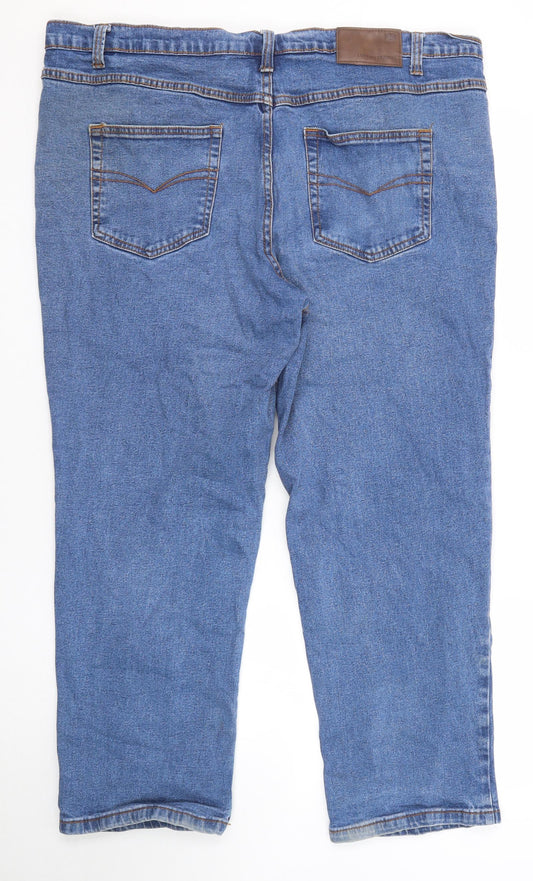 Cotton Traders Womens Blue Cotton Straight Jeans Size 40 in Regular Zip