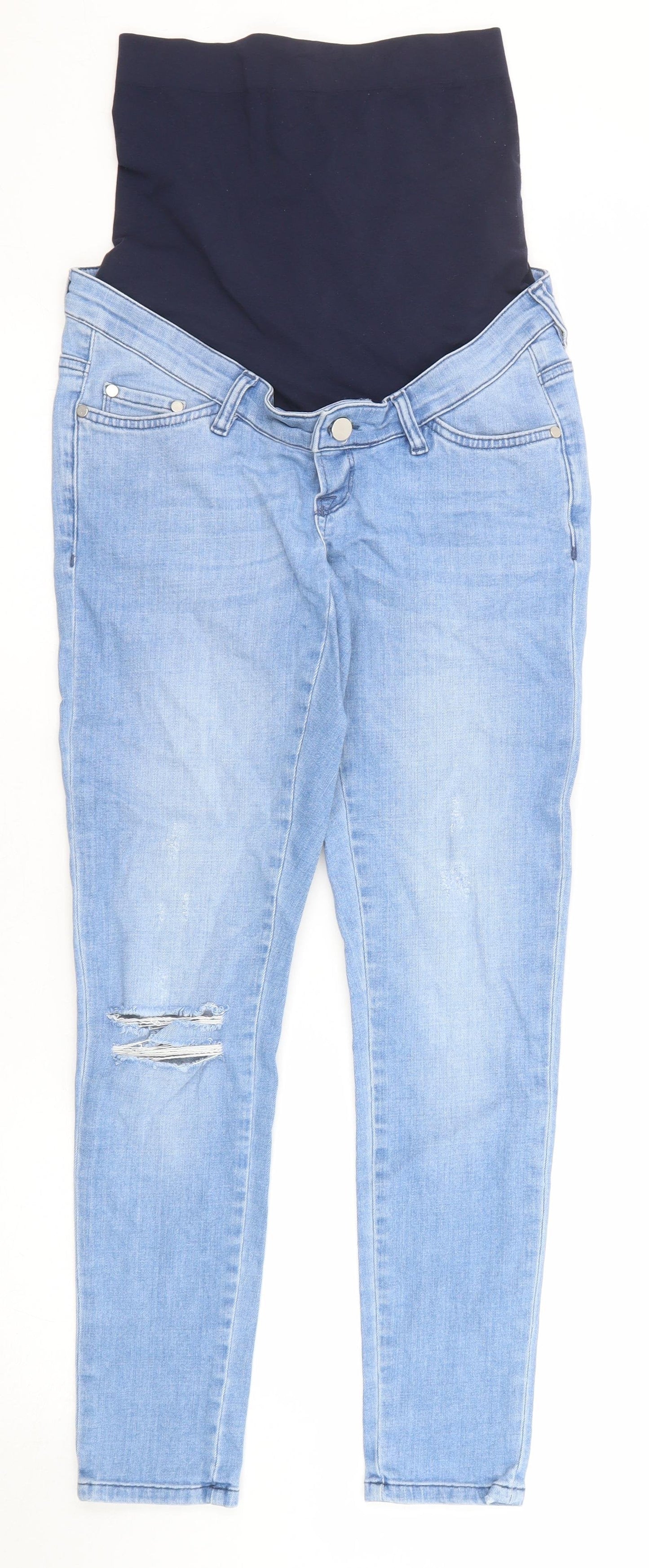 Blooming Marvellous Womens Blue Cotton Skinny Jeans Size 10 Regular Zip