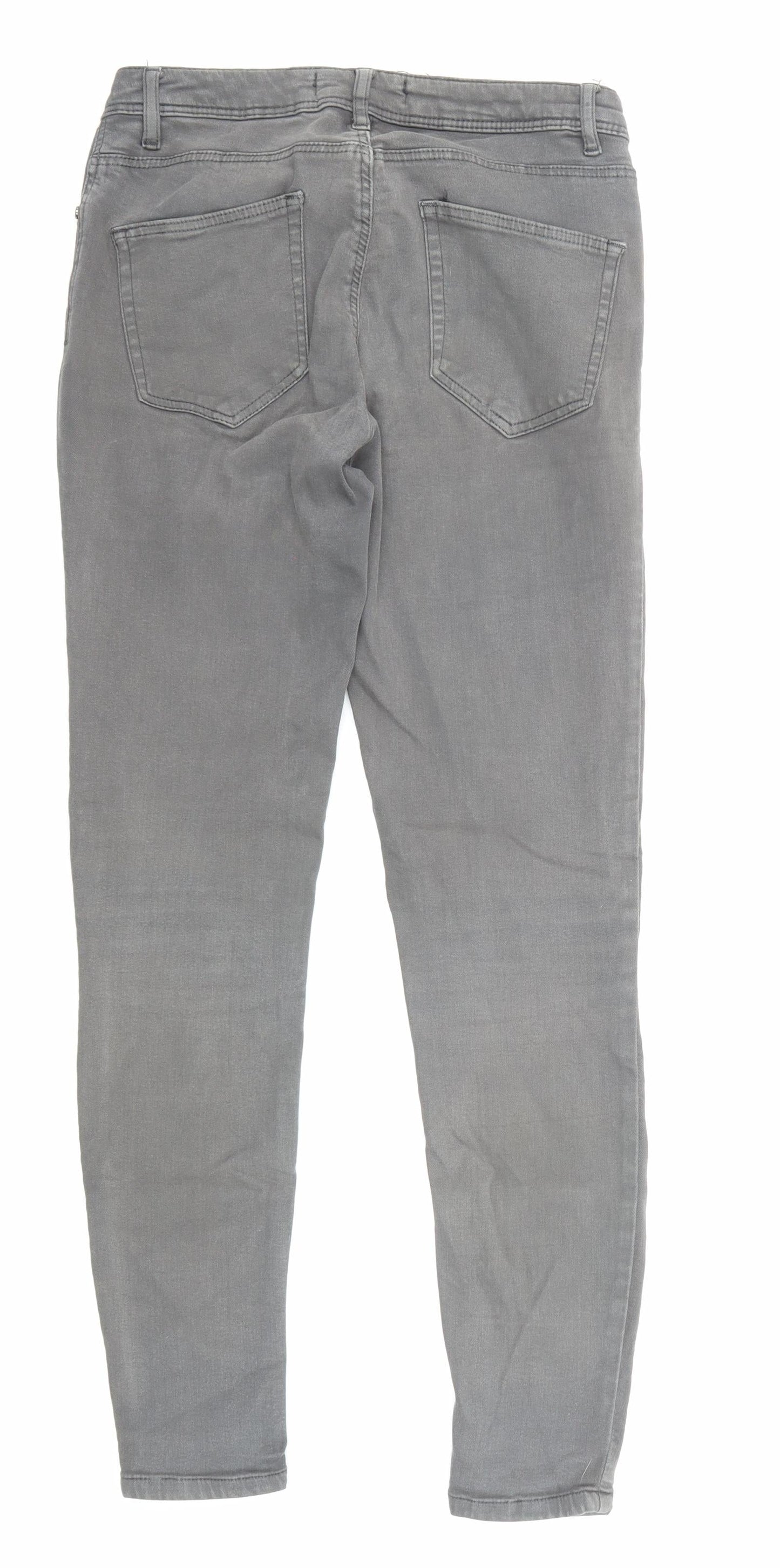 Zara Womens Grey Cotton Skinny Jeans Size 10 Regular Zip