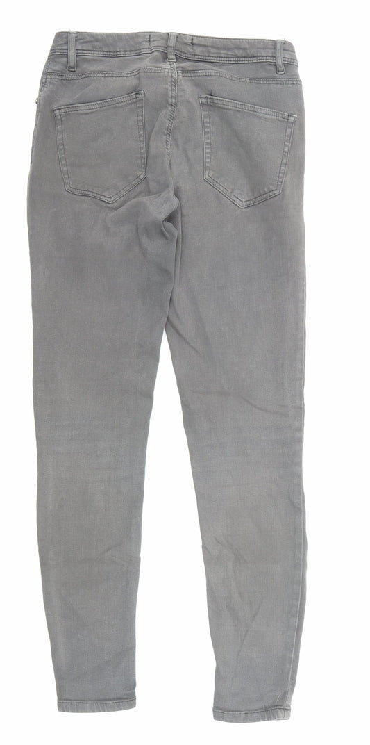 Zara Womens Grey Cotton Skinny Jeans Size 10 Regular Zip